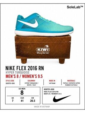 Nike Flex 2016 RN Women’s 9.5 Hyper Turquoise Volt Running Shoes 830751-300